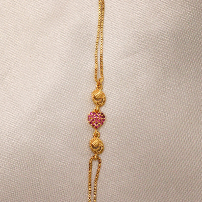 Ruby Heart Charm Bracelet