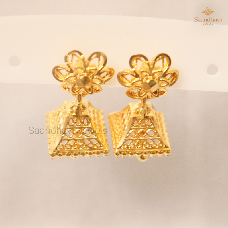 Golden Blossom Jhumkas - Image 2
