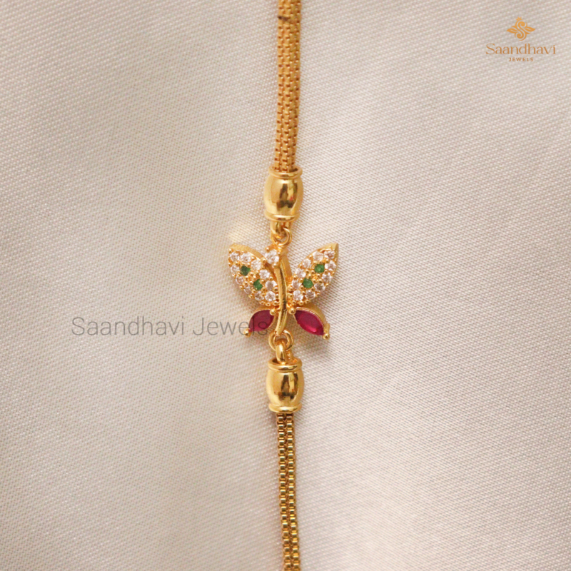 Butterfly Mugappu Chain (Ruby Emerald & Diamond)