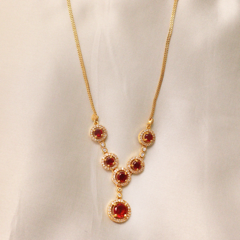 Sparkling Ruby Cluster Necklace - Image 2