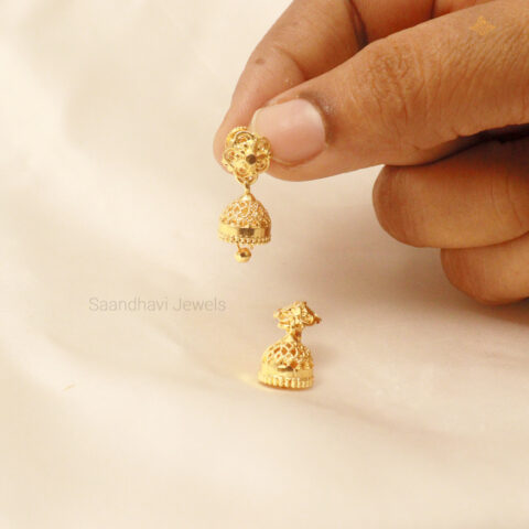 Classical Poise Gold Jhumka Earrings