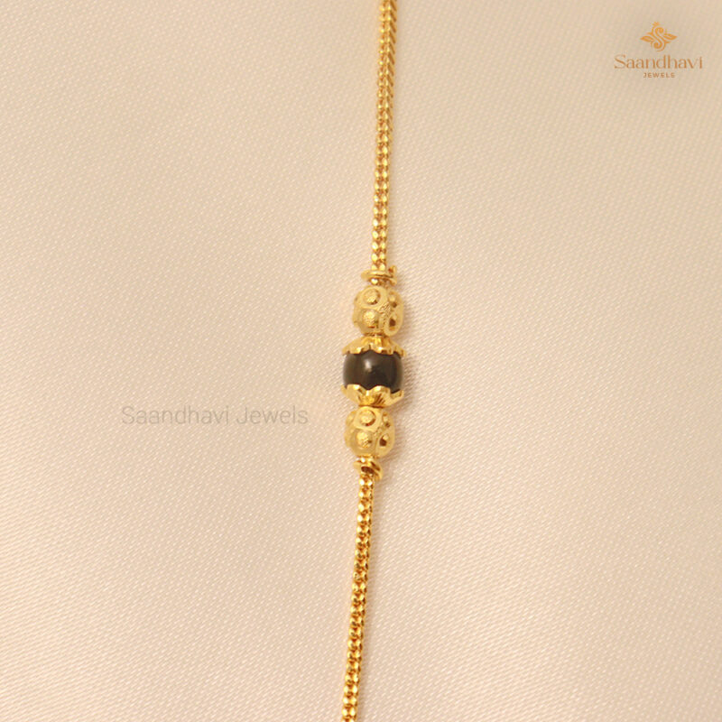 Gold Ball and Black Bead Mangalsutra Chain - Image 3